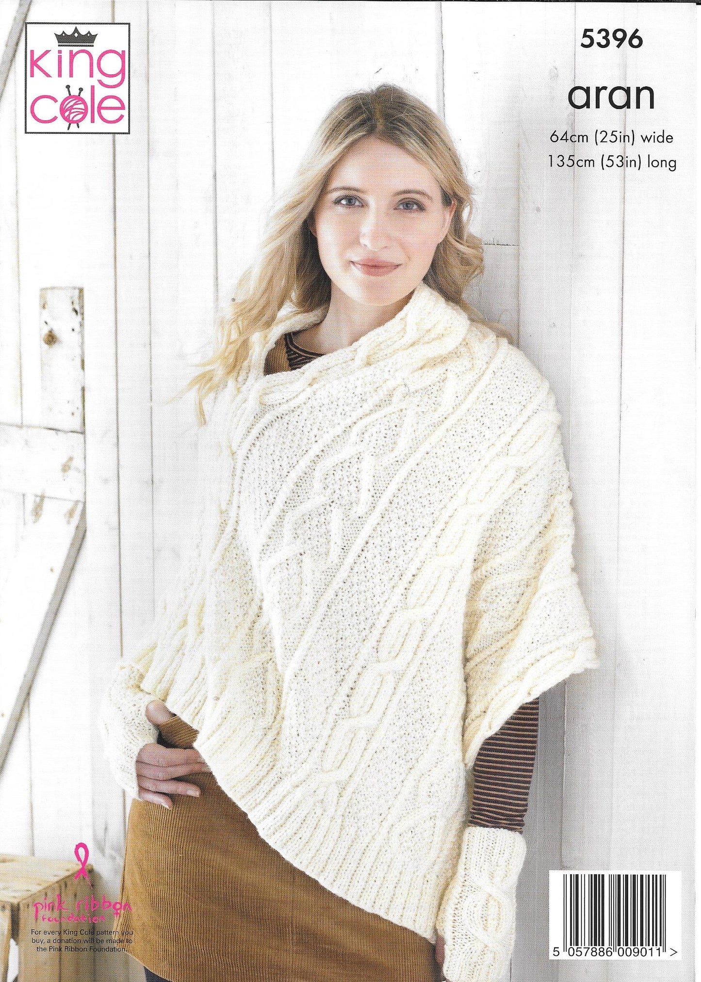 5396 King Cole Fashion Aran Ladies Cape, Hand Warmers and Hooded Sweater Knitting Pattern