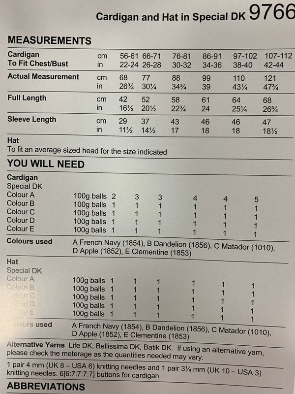 9766 Stylecraft Special dk ladies and child cardigan and hat knitting pattern