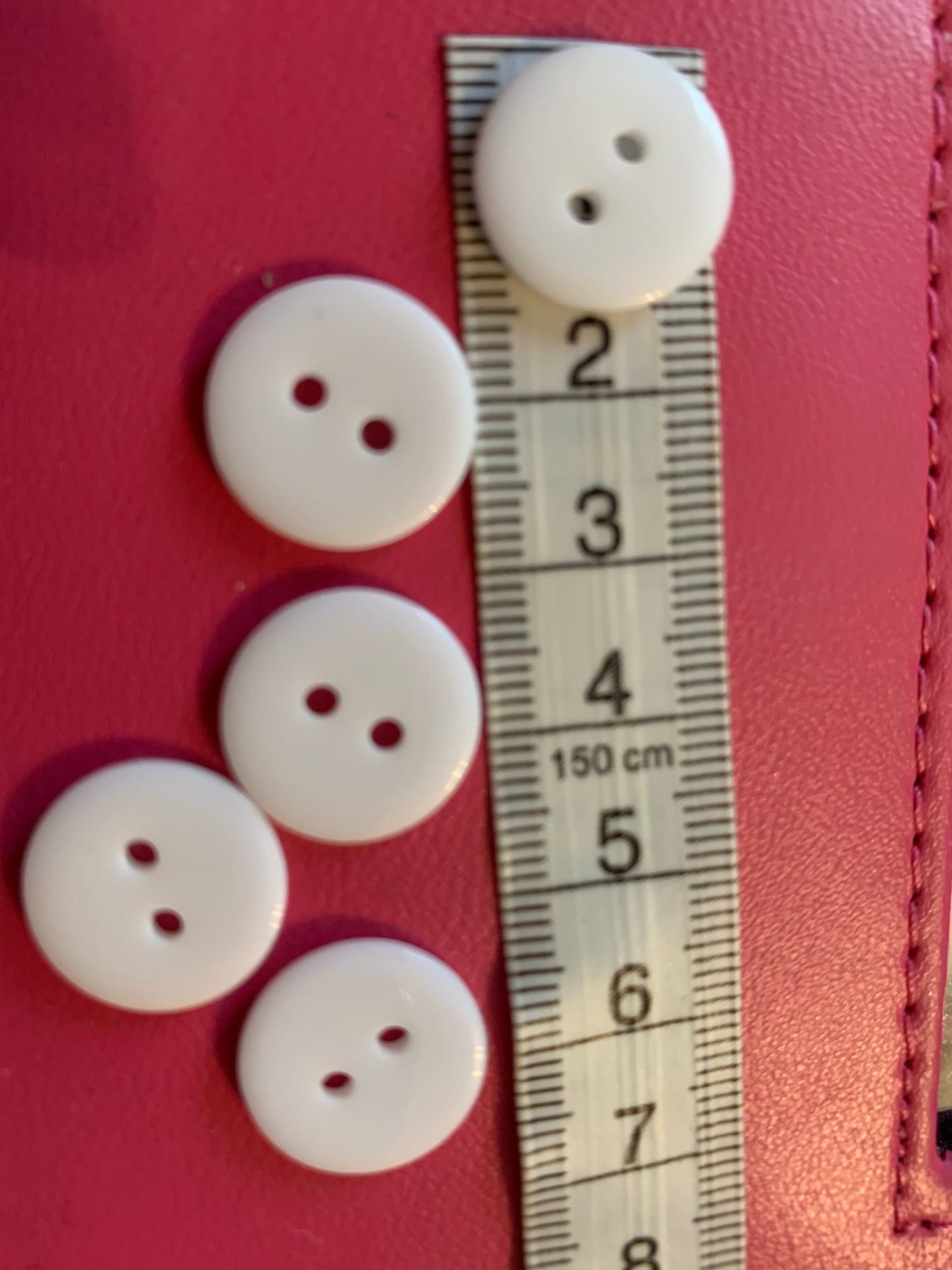 White Flat 2 Holes plastic buttons 1.5cms