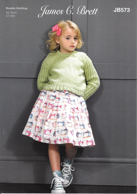 JB573 James C Brett Twinkle dk girl’s jumper knitting pattern