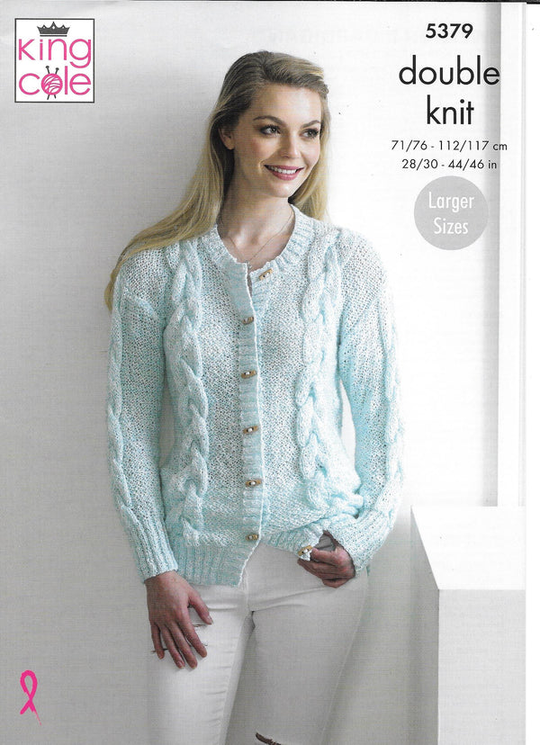 5379 King Cole Calypso Dk Ladies Cardigan and Sweater Knitting Pattern