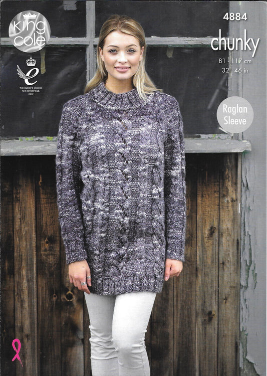 4884 King Cole Chunky Ladies jumpers knitting pattern