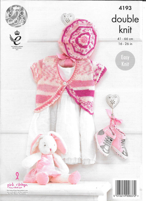 King Cole 4193 Cherished Dk Cardigan and Beret knitting pattern