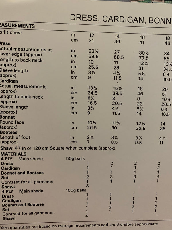 Stylecraft 4163 - Baby 4 ply Dress, Cardigan, Shawl, Bonnet & Bootees knitting pattern