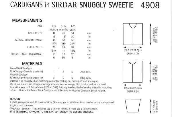 Sirdar 4908 Baby Pompom Cardigan & Hoodie knitting pattern