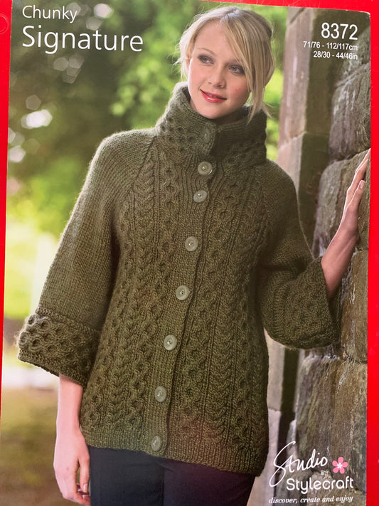 8372 Stylecraft Signature Chunky Ladies Long Cardigan Knitting pattern