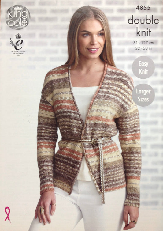 4855 King Cole dk ladies cardigan and waistcoat knitting pattern