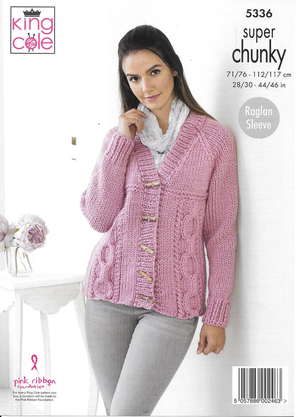 King Cole 5336 Super Chunky Sweater and Cardigan knitting pattern