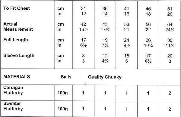 JC201 James C Brett Flutterby Baby Cardigan and Sweater knitting pattern