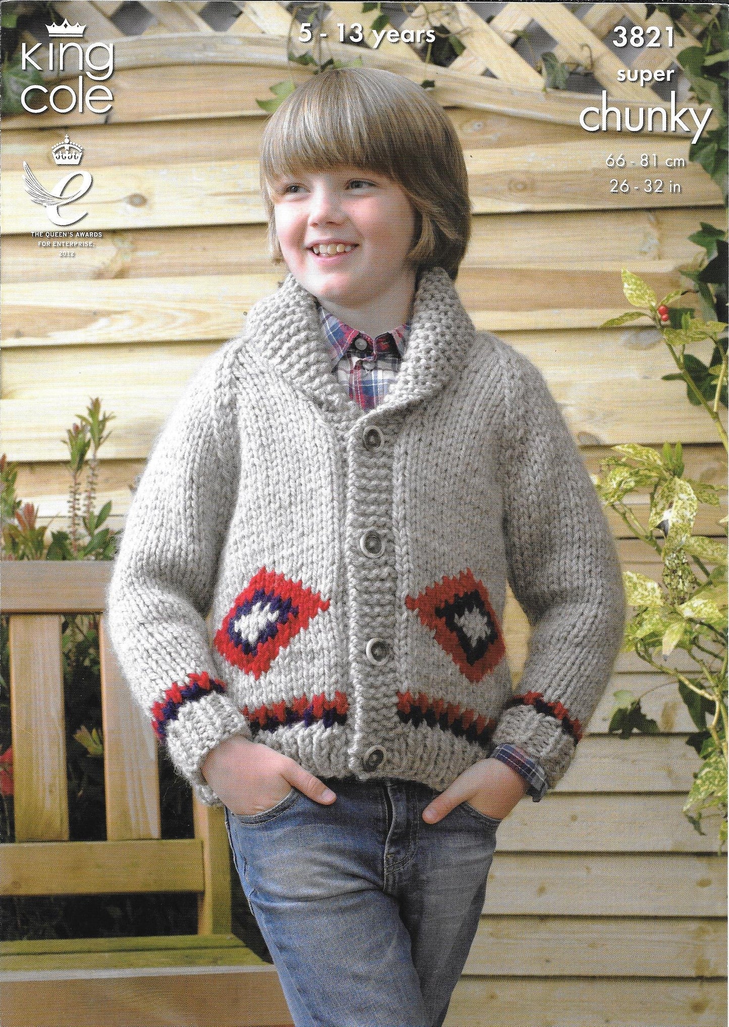 3821 King Cole Super Chunky collar cardigan and hoodie knitting pattern