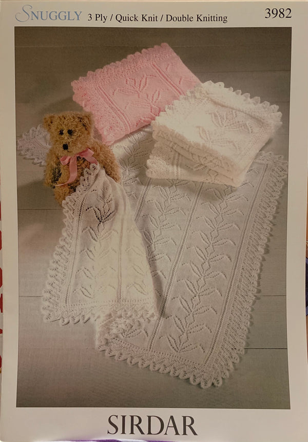 Sirdar 3982 - Snuggly 3 ply, Quick knit and DK Baby Shawls knitting pattern