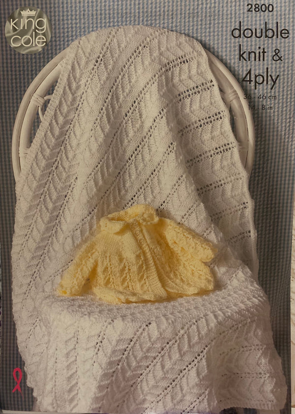 King Cole 2800 DK - 4 ply Baby Shawl and Matinee Jacket Knitting Pattern