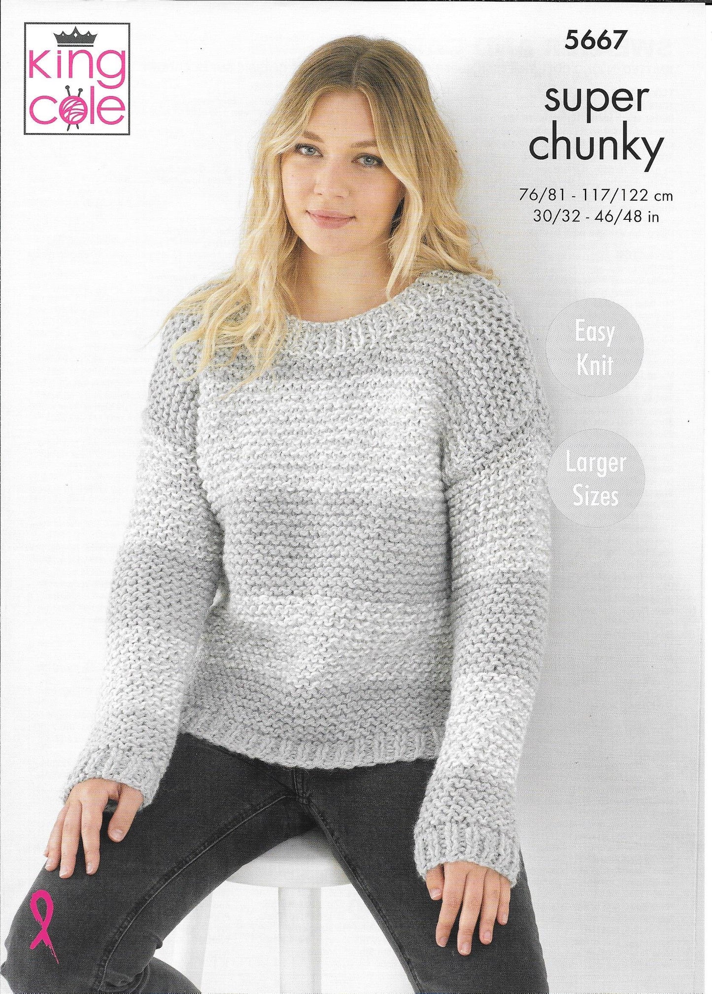 5667 King Cole super chunky ladies sweater and cardigan knitting pattern