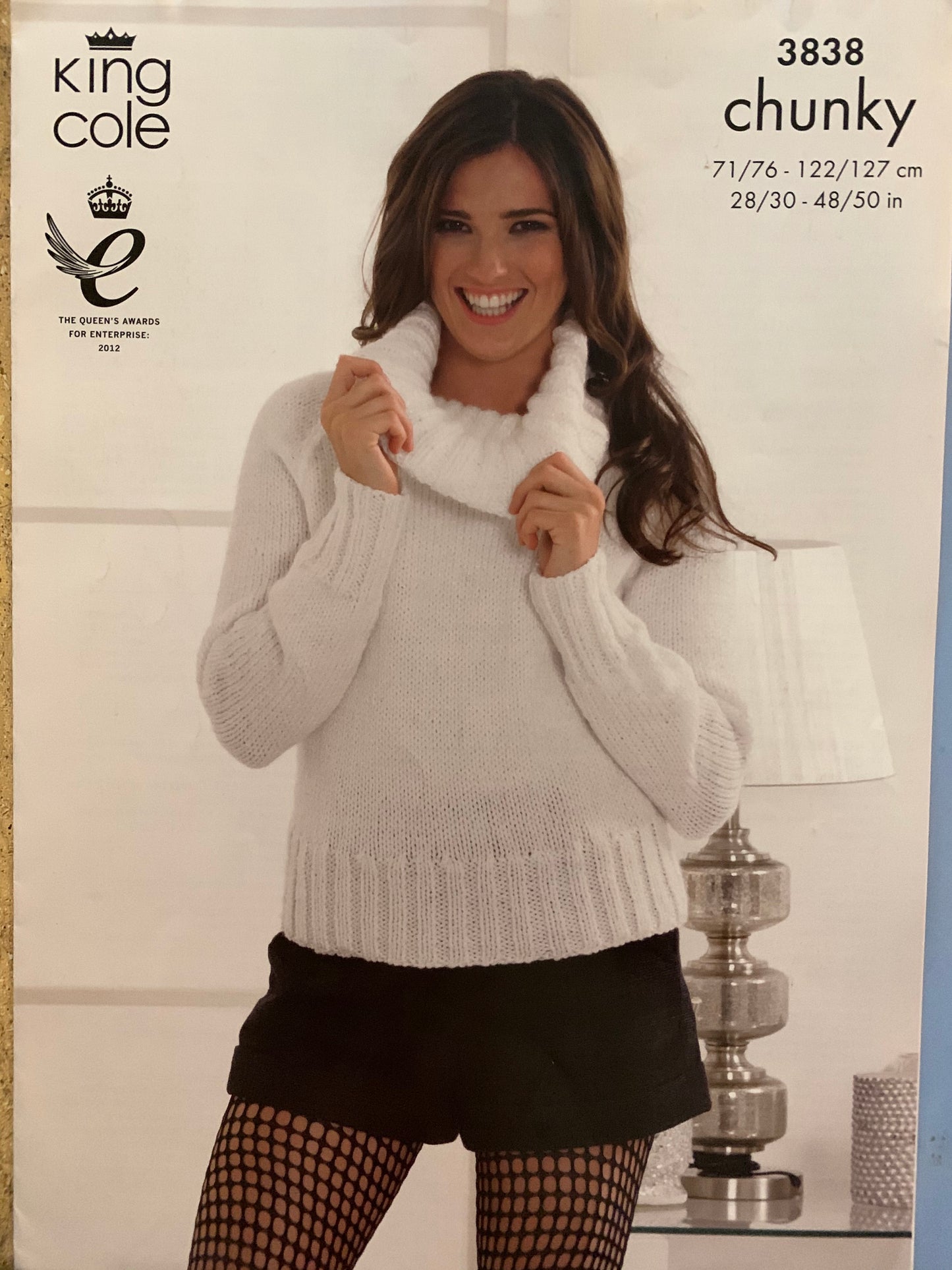 3838 King Cole chunky ladies high and round neck sweaters knitting pattern