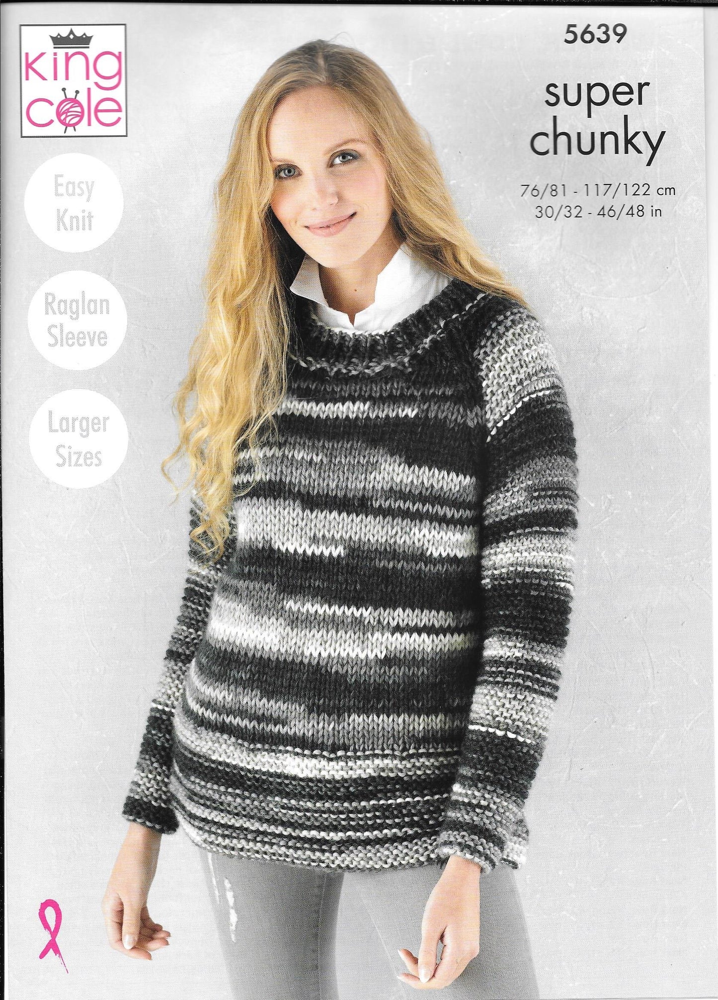 5639 King Cole Quartz Super Chunky ladies sweater, hat and cowl knitting pattern