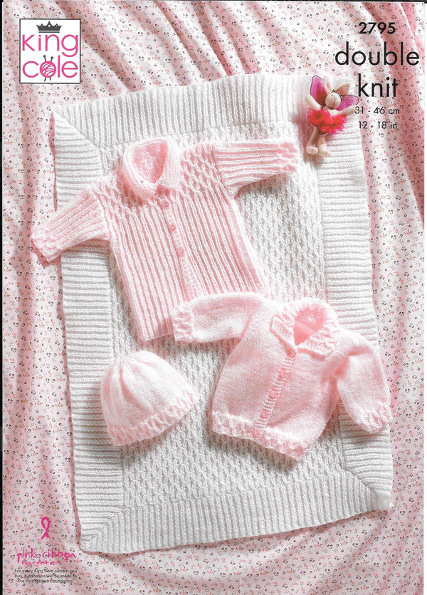 King Cole 2795 DK Baby Coat, Jacket, Hat and Pram Cover Knitting pattern