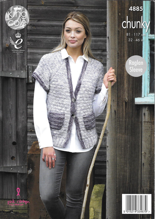 4885 King Cole Chunky ladies cape and waistcoat knitting pattern