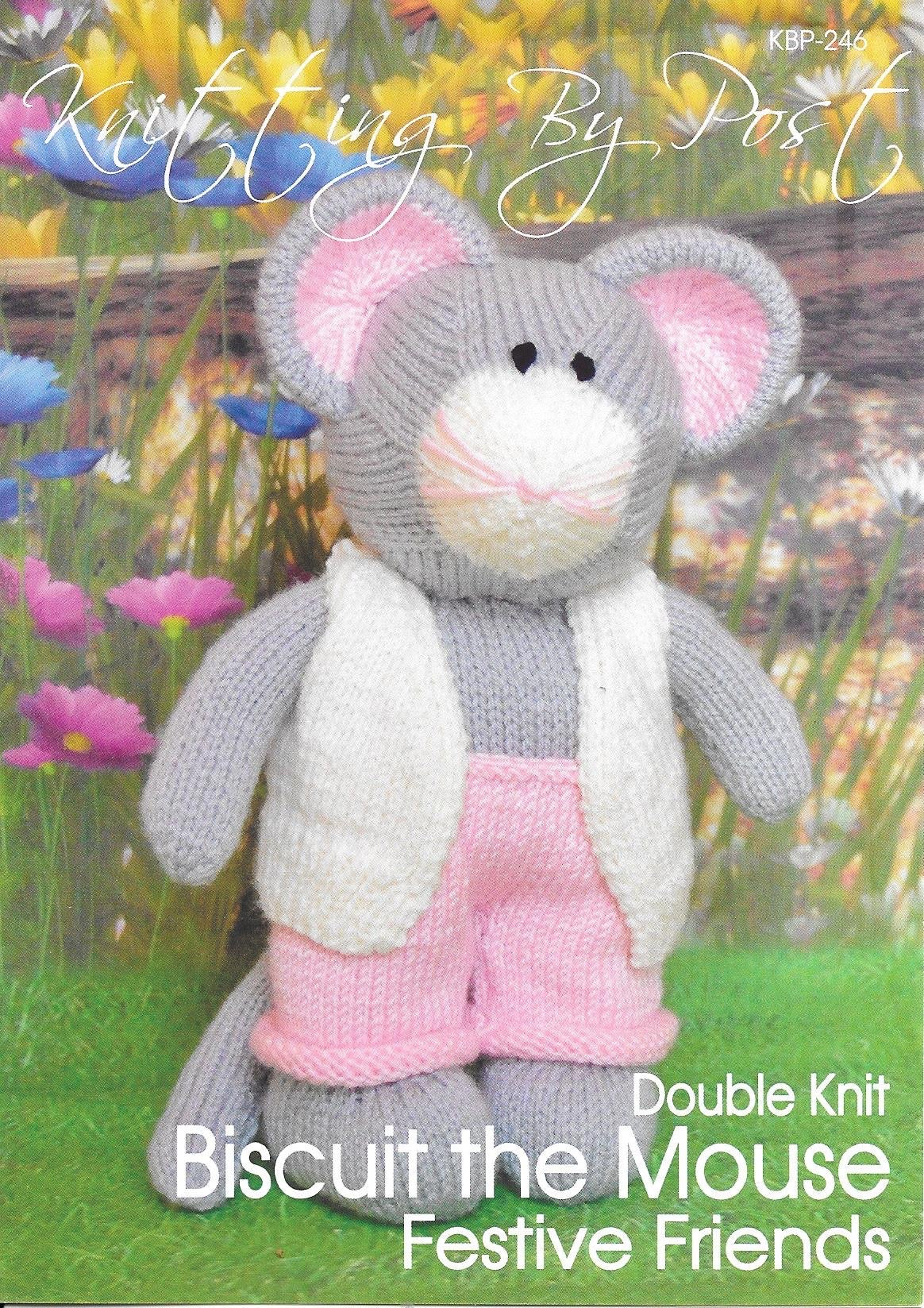 KBP-246 Biscuit the Mouse Festive Friends toy in DK knitting pattern