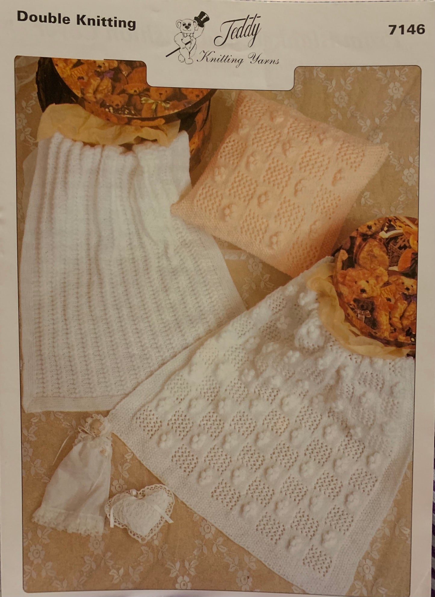 7146 Teddy double knitting blanket and cushion cover knitting pattern
