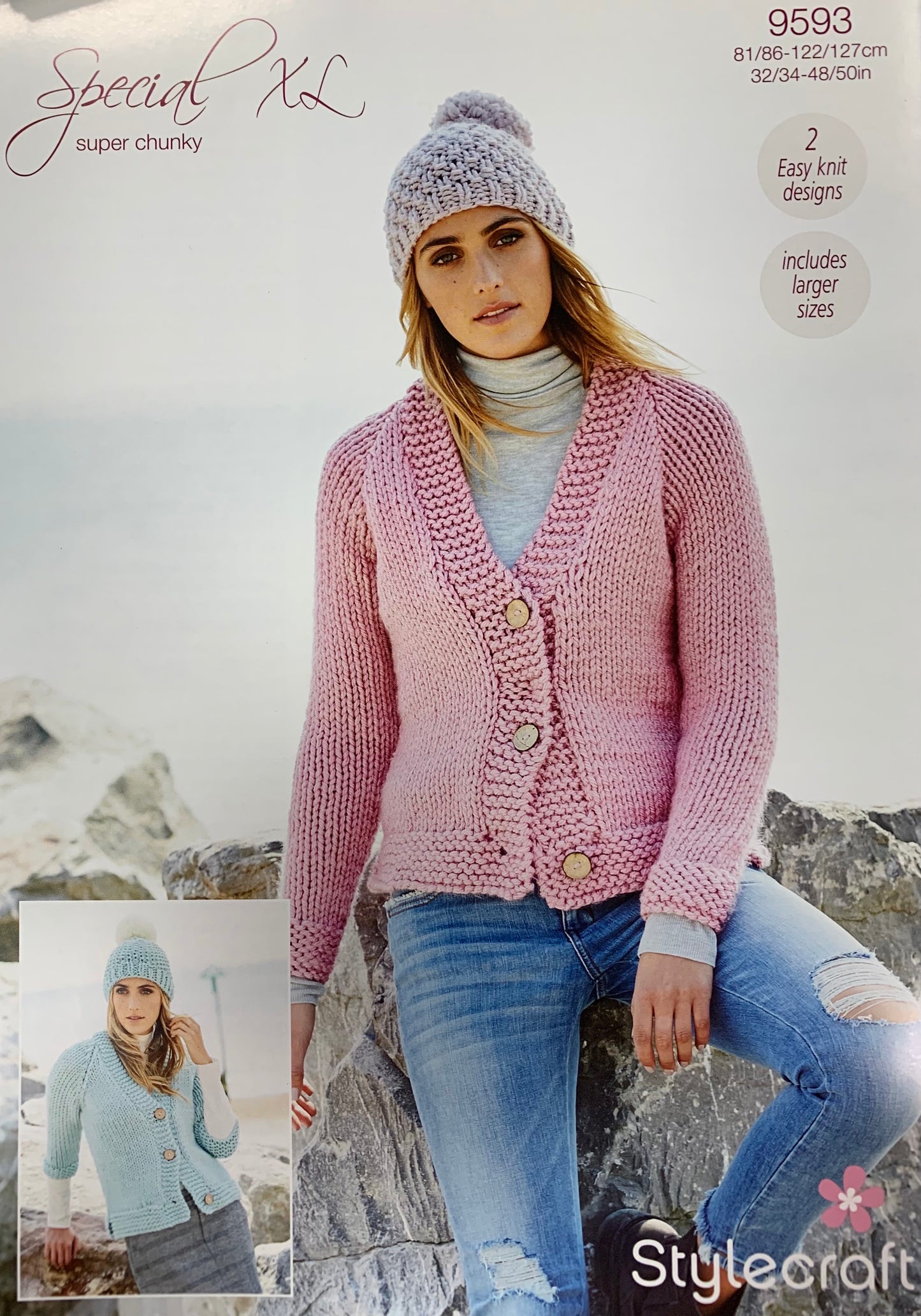 9593 Stylecraft Special XL super chunky ladies cardigans knitting pattern