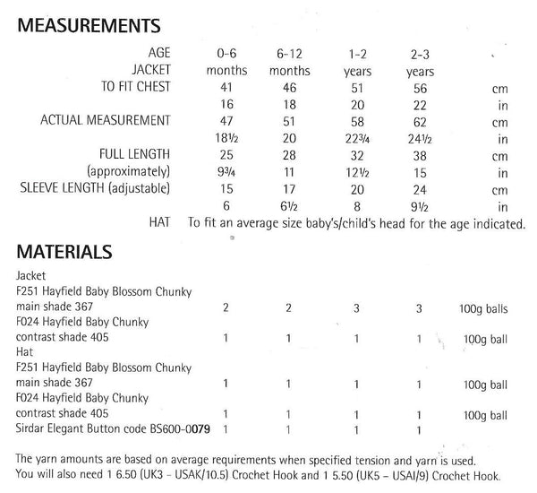 Hayfield 5233 Baby Blossom Chunky Jacket Crochet Pattern