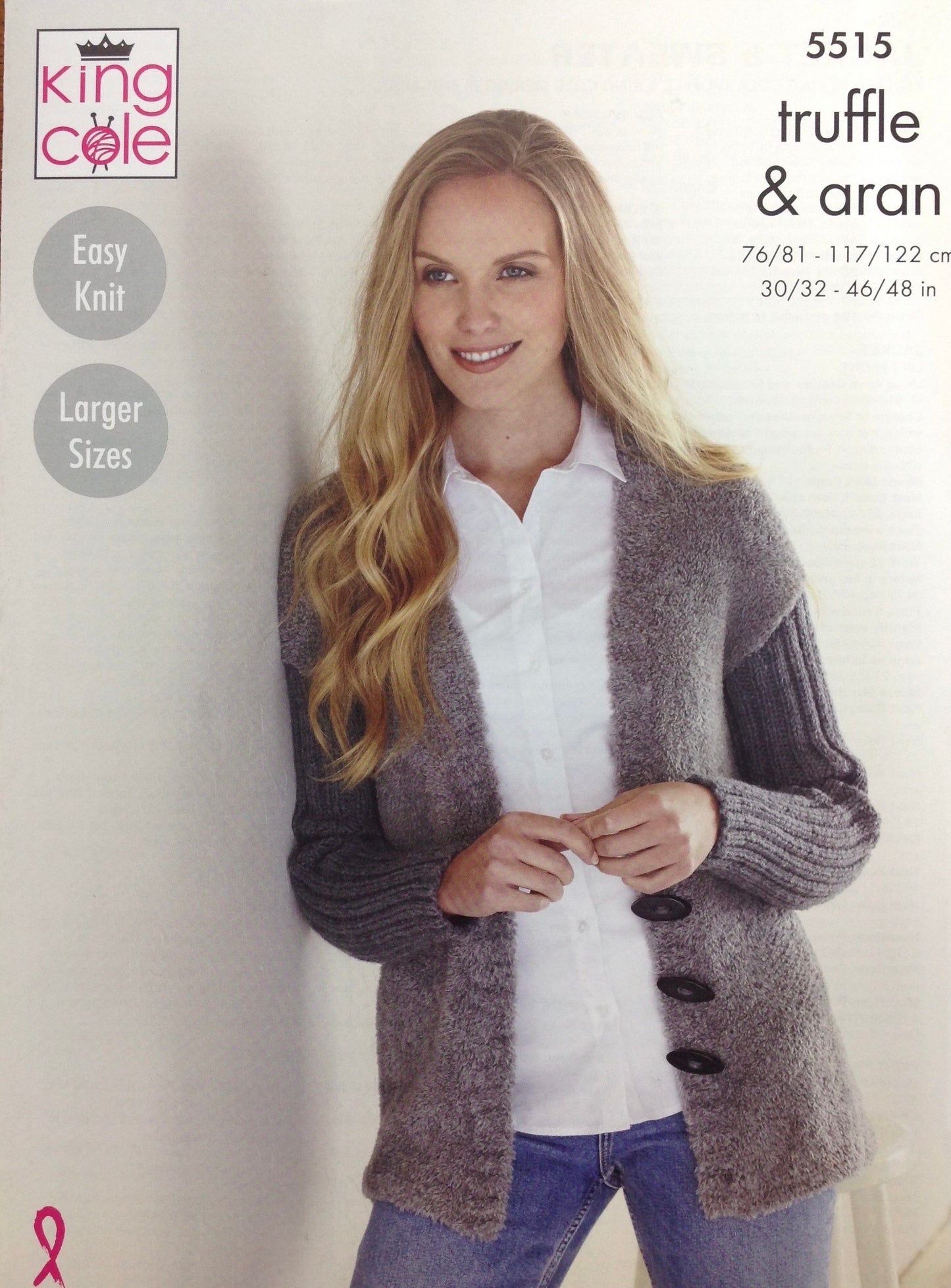 5515 King Cole truffle and Aran ladies jacket and sweater knitting pattern