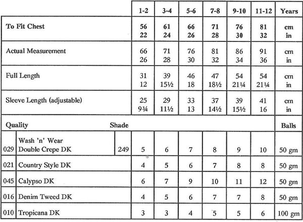 Sirdar 4097 DK Child Cardigan knitting pattern