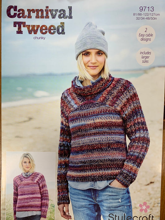 Stylecraft 9713 Carnival Tweed Chunky Ladies Sweater Knitting pattern