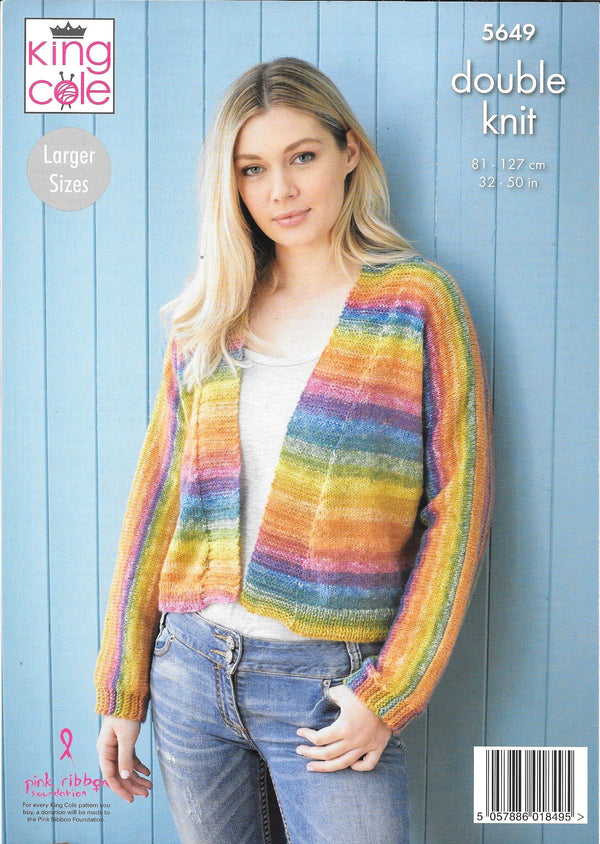 5649 King Cole Bramble dk ladies cardigans knitting pattern