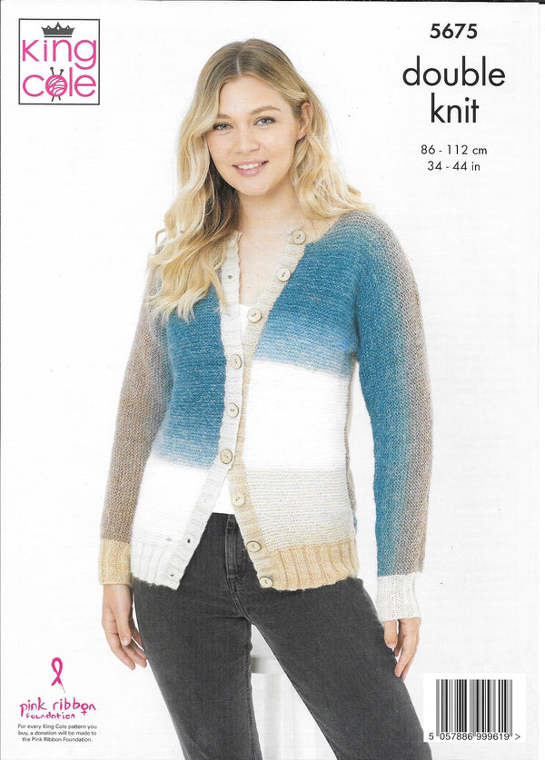 5675 King Cole DK Ladies Cardigan and Sweater knitting pattern