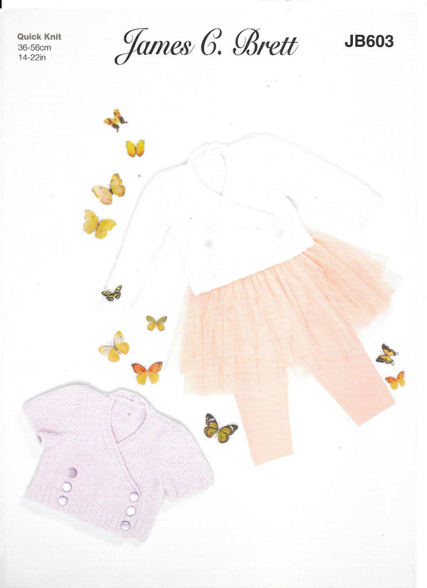 JB603 James C Brett Flutterby quick knit baby cardigans knitting pattern