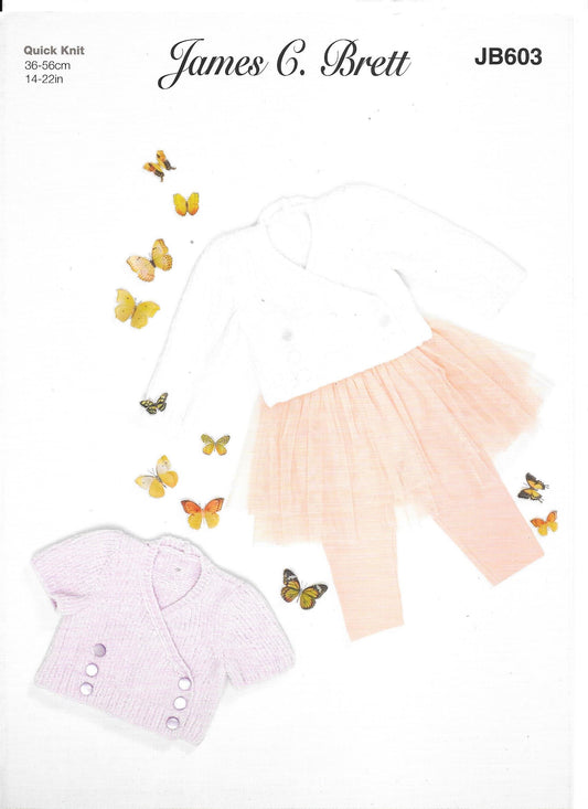 JB603 James C Brett Flutterby quick knit baby cardigans knitting pattern