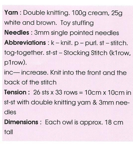 KBP-156 - Three Wise Owls Toy in DK Knitting Pattern