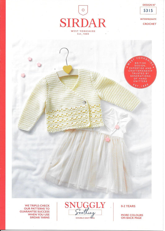 5315 Sirdar Snuggly Soothing Dk Baby Child Cardigan Crochet Pattern
