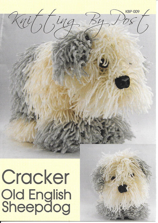 KBP009 Cracker Old English Sheepdog toy in Dk knitting pattern