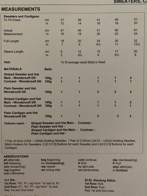 8659 Stylecraft dk baby sweaters, cardigans & hats knitting pattern