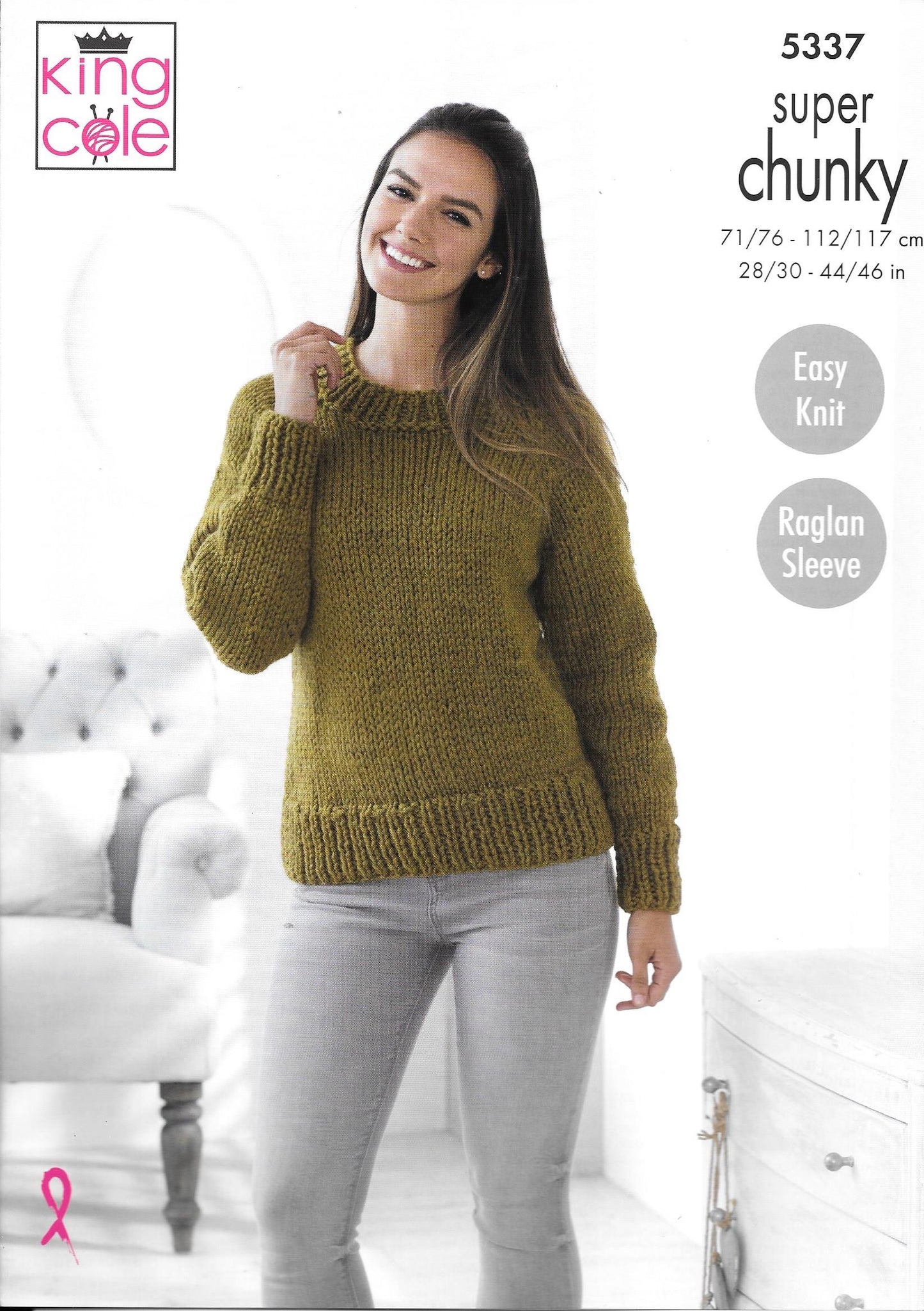 5337 King Cole Super Chunky Ladies Sweater and Cardigan knitting pattern