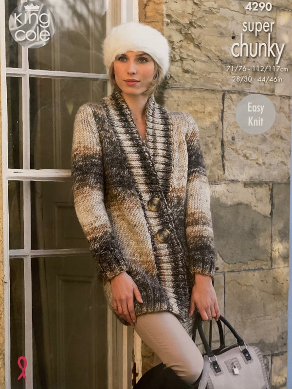 King Cole 4290 Ladies Super Chunky Jackets knitting pattern