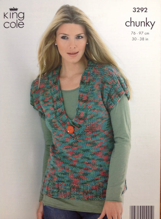 King Cole 3292 Chunky Ladies Jacket and Top knitting pattern