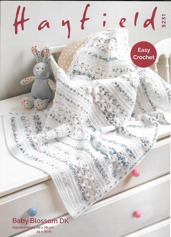 Hayfield 5231 Baby Blossom Dk Baby Blanket Crochet Pattern