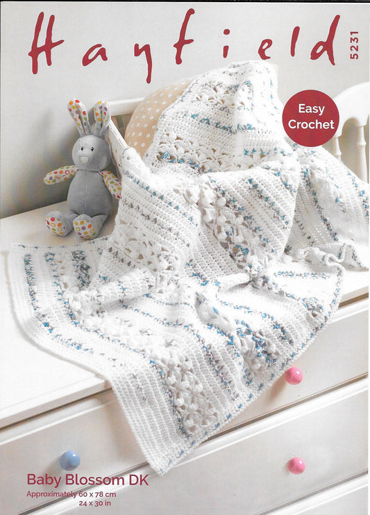 Hayfield 5231 Baby Blossom Dk Baby Blanket Crochet Pattern
