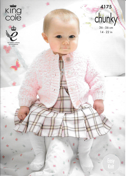 4175 King Cole Cuddles and Comfort chunky baby cardigans knitting pattern