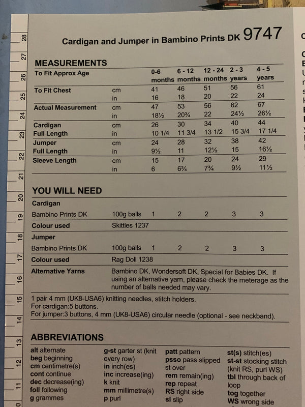 9757 Stylecraft Bambino dk baby cardigan and jumper knitting pattern