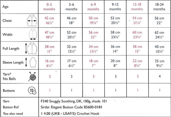 5344 Sirdar Snuggly Soothing Dk Baby Child Crochet Jacket Knitting Pattern