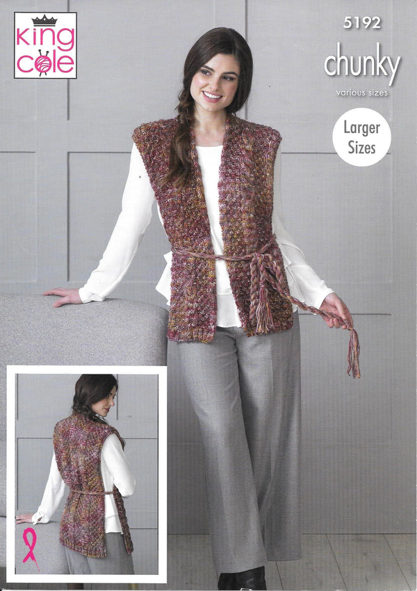 5192 King Cole Chunky Ladies Shoulder Wrap, Scarf, Hat and Cowl Knitting Pattern