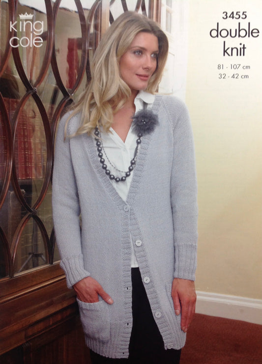 3455 King Cole Baby Alpaca Dk ladies Cardigan and Sweater knitting pattern