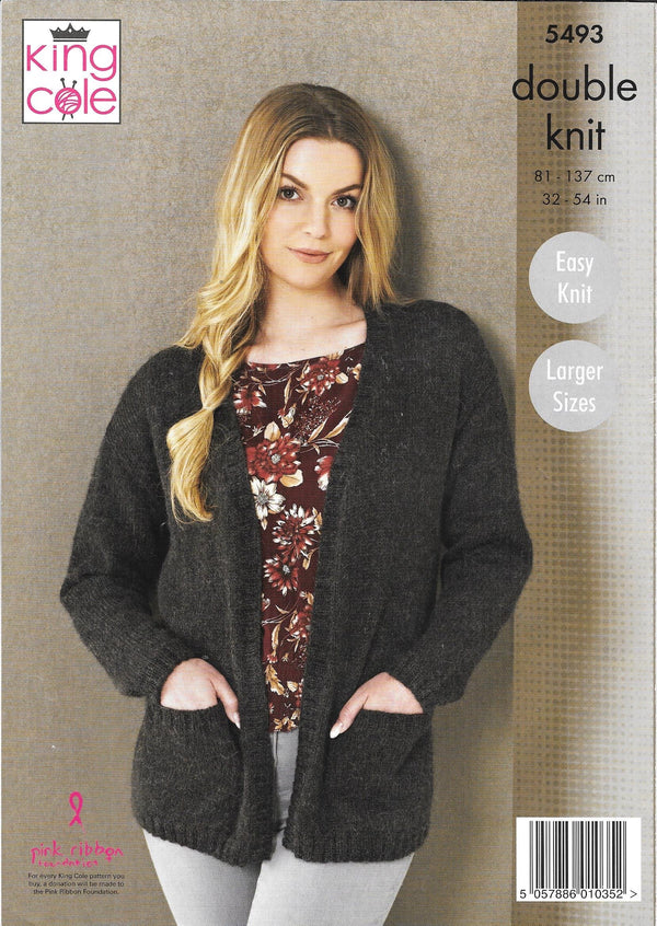 5493 King Cole Natural Alpaca dk ladies jackets knitting pattern