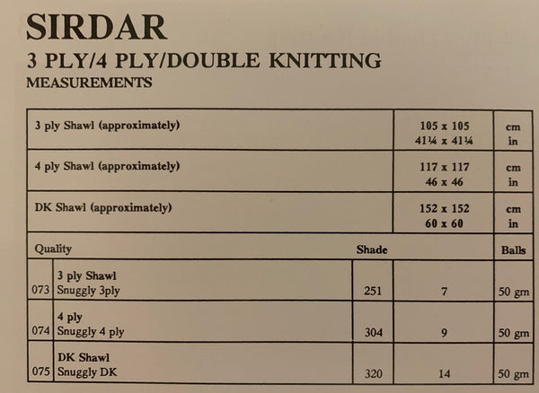 Sirdar 3982 - Snuggly 3 ply, Quick knit and DK Baby Shawls knitting pattern