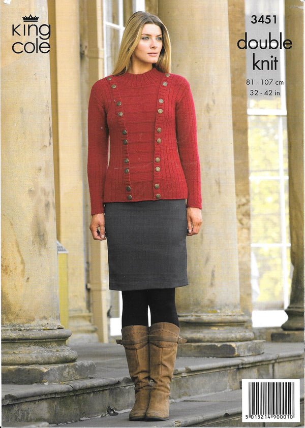 King Cole 3451 Dk Ladies Sweaters Knitting Pattern