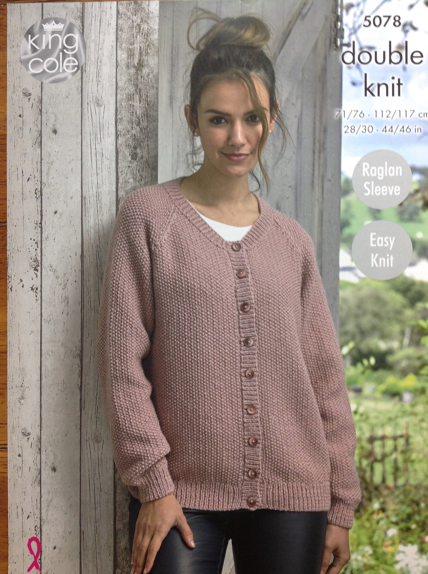 5078 King Cole Merino blend dk ladies round neck and V neck cardigan knitting pattern